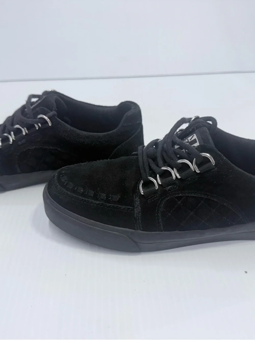 TUK Creepers Womens 5 Black Velvet Skull Bone Sole Goth‎ Punk Shoes